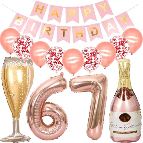 Feelairy Luftballon 67. Geburtstag Deko Frau, Rosegold Folienballon Weinflasche Sektflasche Helium Ballon Champagner Flasche, Girlande Happy Birthday Deko für Geburtstagsdeko 67 Jahre Frauen Feelairy Luftballon 67. Geburtstag Deko Frau, Rosegold Folienballon Weinflasche Sektflasche Helium Ballon Champagner Flasche, Girlande Happy Birthday Deko für Geburtstagsdeko 67 Jahre Frauen von Feelairy