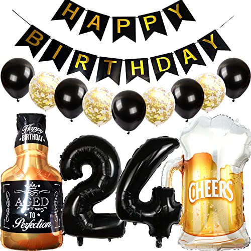 Feelairy Luftballons 24. Geburtstag Deko, Geburtstagsdeko 24 Jahre Mann Frau, Folienballon Whiskey Bierglas Ballon Weinflasche Bier Deko, Happy Birthday Banner für 24 Jahre Geburtstag Party Deko Set Feelairy Luftballons 24. Geburtstag Deko, Geburtstagsdeko 24 Jahre Mann Frau, Folienballon Whiskey Bierglas Ballon Weinflasche Bier Deko, Happy Birthday Banner für 24 Jahre Geburtstag Party Deko Set von Feelairy