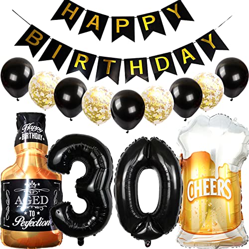 Feelairy Luftballons 30. Geburtstag Deko, Geburtstagsdeko 30 Jahre Mann Frau, Folienballon Whiskey Bierglas Ballon Weinflasche Bier Deko, Happy Birthday Banner für 30 Jahre Geburtstag Party Deko Set Feelairy Luftballons 30. Geburtstag Deko, Geburtstagsdeko 30 Jahre Mann Frau, Folienballon Whiskey Bierglas Ballon Weinflasche Bier Deko, Happy Birthday Banner für 30 Jahre Geburtstag Party Deko Set von Feelairy