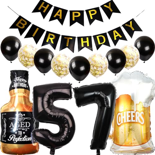 Feelairy Luftballons 57. Geburtstag Deko, Geburtstagsdeko 57 Jahre Mann Frau, Folienballon Whiskey Bierglas Ballon Weinflasche Bier Deko, Happy Birthday Banner für 57 Jahre Geburtstag Party Deko Set Feelairy Luftballons 57. Geburtstag Deko, Geburtstagsdeko 57 Jahre Mann Frau, Folienballon Whiskey Bierglas Ballon Weinflasche Bier Deko, Happy Birthday Banner für 57 Jahre Geburtstag Party Deko Set von Feelairy