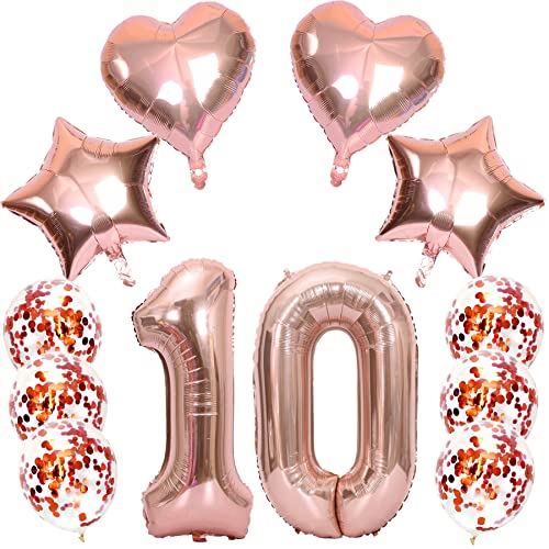Feelairy Luftballons Zahl 10 Rosegold Folienballon Nummer 10, Helium Ballons Herz Sterne Roségold, Ballons Konfetti Rosegold, Zahlenballon 10 für Geburtstag Mädchen Party Deko Feelairy Luftballons Zahl 10 Rosegold Folienballon Nummer 10, Helium Ballons Herz Sterne Roségold, Ballons Konfetti Rosegold, Zahlenballon 10 für Geburtstag Mädchen Party Deko von Feelairy