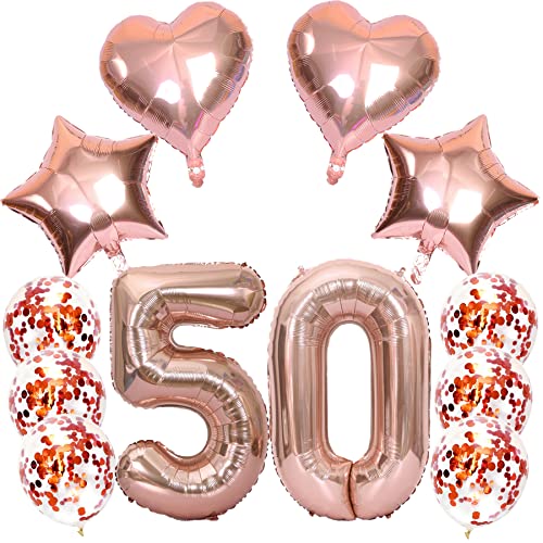 Feelairy Luftballons Zahl 50 Rosegold Folienballon Nummer 50, Helium Ballons Herz Sterne Roségold, Ballons Konfetti Rosegold, Zahlenballon 50 für Geburtstag Frauen Party Deko Feelairy Luftballons Zahl 50 Rosegold Folienballon Nummer 50, Helium Ballons Herz Sterne Roségold, Ballons Konfetti Rosegold, Zahlenballon 50 für Geburtstag Frauen Party Deko von Feelairy