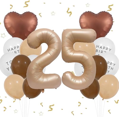Feelairy jiao Luftballon 25. Geburtstag Frau Deko, Zahl 25 Braun Ballons 25 Creme, Ballons Beige Aprikose Kaffee Braun Herz Luftballons Happy Birthday für Geburtstagsdeko 25 Jahre Frau Party Deko Feelairy jiao Luftballon 25. Geburtstag Frau Deko, Zahl 25 Braun Ballons 25 Creme, Ballons Beige Aprikose Kaffee Braun Herz Luftballons Happy Birthday für Geburtstagsdeko 25 Jahre Frau Party Deko von Feelairy