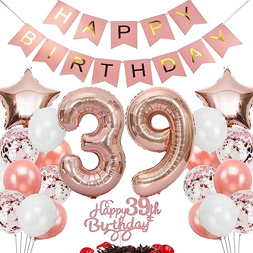 Feelairy Geburtstagsdeko 39 Jahre Frauen, Rosegold Luftballon 39. Geburtstag Deko Frau, Tortendeko Happy 39th Birthday Deko 39 Jahre Frauen, Ballon 39. Geburtstag Frau Party Dekoration Set Feelairy Geburtstagsdeko 39 Jahre Frauen, Rosegold Luftballon 39. Geburtstag Deko Frau, Tortendeko Happy 39th Birthday Deko 39 Jahre Frauen, Ballon 39. Geburtstag Frau Party Dekoration Set von Feelairy