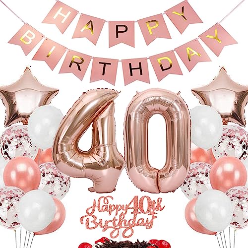 Feelairy Geburtstagsdeko 40 Jahre Frauen, Rosegold Luftballon 40. Geburtstag Deko Frau, Tortendeko Happy 40th Birthday Deko 40 Jahre Frauen, Ballon 40. Geburtstag Frau Party Dekoration Set Feelairy Geburtstagsdeko 40 Jahre Frauen, Rosegold Luftballon 40. Geburtstag Deko Frau, Tortendeko Happy 40th Birthday Deko 40 Jahre Frauen, Ballon 40. Geburtstag Frau Party Dekoration Set von Feelairy