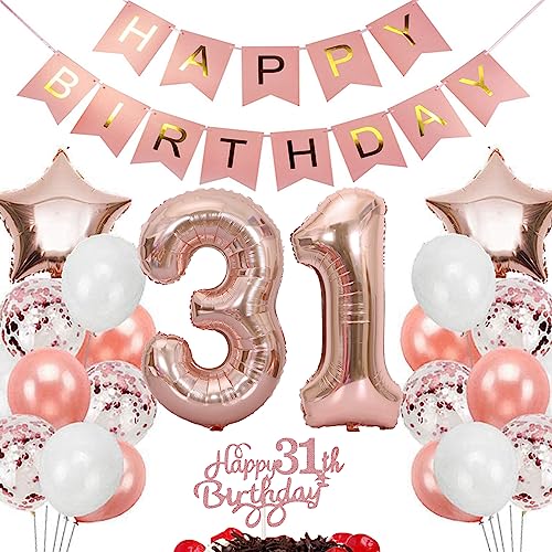 Feelairy Geburtstagsdeko 31 Jahre Frauen, Rosegold Luftballon 31. Geburtstag Deko Frau, Tortendeko Happy 31th Birthday Deko 31 Jahre Frauen, Ballon 31. Geburtstag Frau Party Dekoration Set Feelairy Geburtstagsdeko 31 Jahre Frauen, Rosegold Luftballon 31. Geburtstag Deko Frau, Tortendeko Happy 31th Birthday Deko 31 Jahre Frauen, Ballon 31. Geburtstag Frau Party Dekoration Set von Feelairy