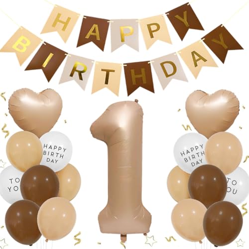 Luftballon 1. Geburtstag Mädchen, Folienballon 1 Braun Deko 1. Geburtstag Junge, Geburtstagsdeko Beige Braun Ballons Beige Aprikose Herz Ballons Happy Birthday Deko für 1 Jahr Mädchen Junge Luftballon 1. Geburtstag Mädchen, Folienballon 1 Braun Deko 1. Geburtstag Junge, Geburtstagsdeko Beige Braun Ballons Beige Aprikose Herz Ballons Happy Birthday Deko für 1 Jahr Mädchen Junge von Feelairy