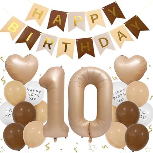 Luftballon 10. Geburtstag Mädchen, Folienballon 10 Braun Deko 10. Geburtstag Junge, Geburtstagsdeko Beige Braun Ballons Beige Aprikose Herz Ballons Happy Birthday Deko für 10 Jahre Mädchen Junge Luftballon 10. Geburtstag Mädchen, Folienballon 10 Braun Deko 10. Geburtstag Junge, Geburtstagsdeko Beige Braun Ballons Beige Aprikose Herz Ballons Happy Birthday Deko für 10 Jahre Mädchen Junge von Feelairy