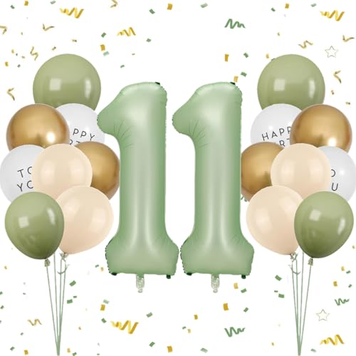 Luftballon 11. Geburtstag Mädchen, Salbeigrün Zahl 11 Luftballon Happy Birthday Deko 11 Jahre Junge, Latexballons Olive Grün Gold Ballons 11 Grün, Olivgrün Geburtstagsdeko 11 Jahre Jungen Mädchen Luftballon 11. Geburtstag Mädchen, Salbeigrün Zahl 11 Luftballon Happy Birthday Deko 11 Jahre Junge, Latexballons Olive Grün Gold Ballons 11 Grün, Olivgrün Geburtstagsdeko 11 Jahre Jungen Mädchen von Feelairy