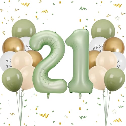 Luftballon 21. Geburtstag Frauen, Salbeigrün Zahl 21 Luftballon Happy Birthday Deko 21 Jahre Party Deko, Latexballons Olive Grün Gold Ballons 21 Grün, Olivgrün Geburtstagsdeko 21 Jahre Mann Frau Luftballon 21. Geburtstag Frauen, Salbeigrün Zahl 21 Luftballon Happy Birthday Deko 21 Jahre Party Deko, Latexballons Olive Grün Gold Ballons 21 Grün, Olivgrün Geburtstagsdeko 21 Jahre Mann Frau von Feelairy