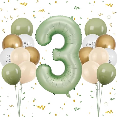 Luftballon 3. Geburtstag Mädchen, Salbeigrün Zahl 3 Luftballon Happy Birthday Deko 3 Jahre Junge, Latexballons Olive Grün Gold Ballons 3 Grün, Olivgrün Geburtstagsdeko 3 Jahre Jungen Mädchen Luftballon 3. Geburtstag Mädchen, Salbeigrün Zahl 3 Luftballon Happy Birthday Deko 3 Jahre Junge, Latexballons Olive Grün Gold Ballons 3 Grün, Olivgrün Geburtstagsdeko 3 Jahre Jungen Mädchen von Feelairy