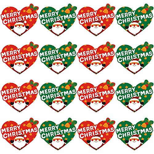 160 Stück Frohe Weihnachten Aufkleber,Herzform Papier Geschenkaufkleber Umschlag Siegel Etiketten für Boxen Karten Festival Weihnachten,Weihnachtsmann Glocken Muster 20 Blatt von Feelava