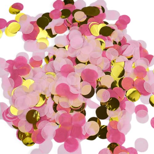 Feelorna Konfetti Hochzeit, 50g Rund Funkelndes Rosa Gold Konfetti 1 Zoll Tischpapier Konfetti für Luftballons Hochzeit Geburtstag Jubiläum Deko (Rosa Gold) von Feelorna