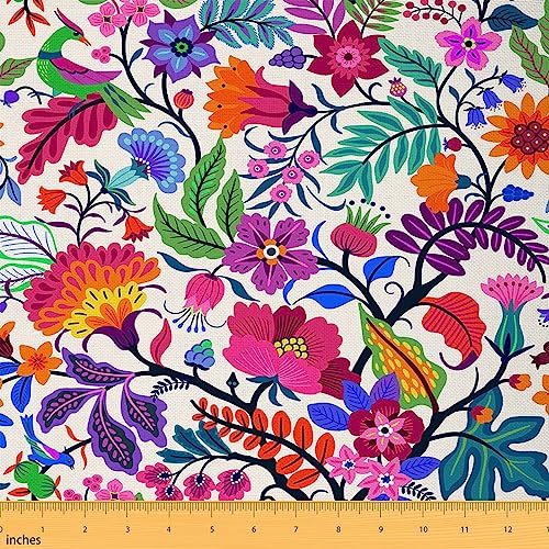 Blumen-Polsterstoff von The Yard, helle bunte Blumen, Polsterstoff für Stühle, Vintage-exotische tropische Blätter, dekorativer Stoff für Outdoor- und Heimwerker-Projekte, 2 Meter, Lila/Rot Blumen-Polsterstoff von The Yard, helle bunte Blumen, Polsterstoff für Stühle, Vintage-exotische tropische Blätter, dekorativer Stoff für Outdoor- und Heimwerker-Projekte, 2 Meter, Lila/Rot von Feelyou