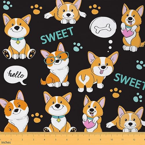 Corgi Hunde-Polsterstoff für Stühle, niedlicher Welpen, Hund, Outdoor-Stoff von The Yard, Kawaii-Haustier-Dekorationsstoff für Polstermöbel und DIY-Projekte, 91 cm, Gelb / Schwarz Corgi Hunde-Polsterstoff für Stühle, niedlicher Welpen, Hund, Outdoor-Stoff von The Yard, Kawaii-Haustier-Dekorationsstoff für Polstermöbel und DIY-Projekte, 91 cm, Gelb / Schwarz von Feelyou