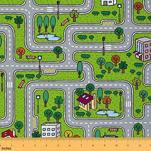 Feelyou Cartoon Auto Straße Stoff von The Yard, Kinder, Autos, Fahrzeuge, Rennbahn, Polsterstoff für Stühle, Sofa, Couch, Straße, Straßenbahn, Aktivität, Outdoor-Stoff, wasserdicht, 91 cm, Graugrün Feelyou Cartoon Auto Straße Stoff von The Yard, Kinder, Autos, Fahrzeuge, Rennbahn, Polsterstoff für Stühle, Sofa, Couch, Straße, Straßenbahn, Aktivität, Outdoor-Stoff, wasserdicht, 91 cm, Graugrün von Feelyou
