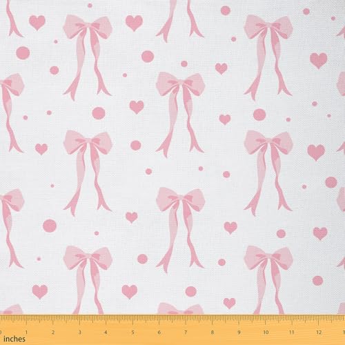 Feelyou Coquette-Schleifenstoff für Kinder, 91 cm, hellrosa, Aquarell-Schleife, wasserdichter Outdoor-Stoff für Jungen, Dekoration, Sweetheart, Polsterstoff für Stühle, niedliche Schleife von Feelyou