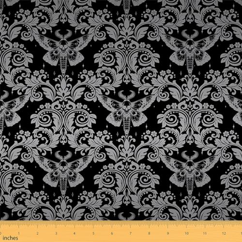 Feelyou Damaststoff für Erwachsene, weiß, schwarz, Vintage, Meterware, orientalisch, antik, dekorativ, wasserdicht, 91 cm, Gothic, Bohemia, Boho, Blume, Polsterstoff für Stühle, Gothic-Totenkopf Feelyou Damaststoff für Erwachsene, weiß, schwarz, Vintage, Meterware, orientalisch, antik, dekorativ, wasserdicht, 91 cm, Gothic, Bohemia, Boho, Blume, Polsterstoff für Stühle, Gothic-Totenkopf von Feelyou