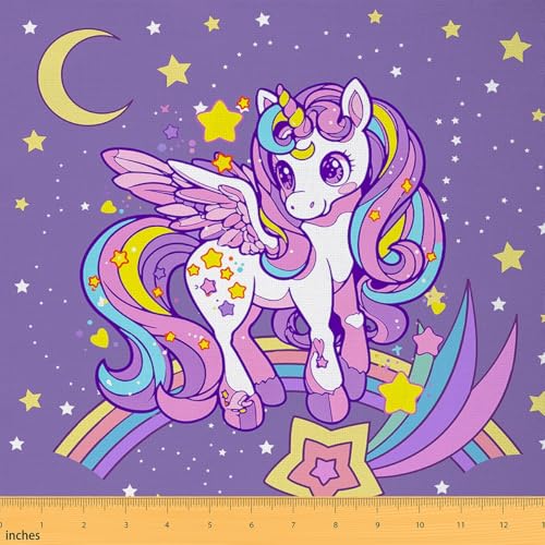 Feelyou Einhorn-Stoff von The Yard, niedliches verträumtes Pferd, Polsterstoff für Stühle, Sofa, Couch, Regenbogen-Mond-Stern, bedruckter Outdoor-Stoff, wasserdicht, 2 Yards, Lila Feelyou Einhorn-Stoff von The Yard, niedliches verträumtes Pferd, Polsterstoff für Stühle, Sofa, Couch, Regenbogen-Mond-Stern, bedruckter Outdoor-Stoff, wasserdicht, 2 Yards, Lila von Feelyou