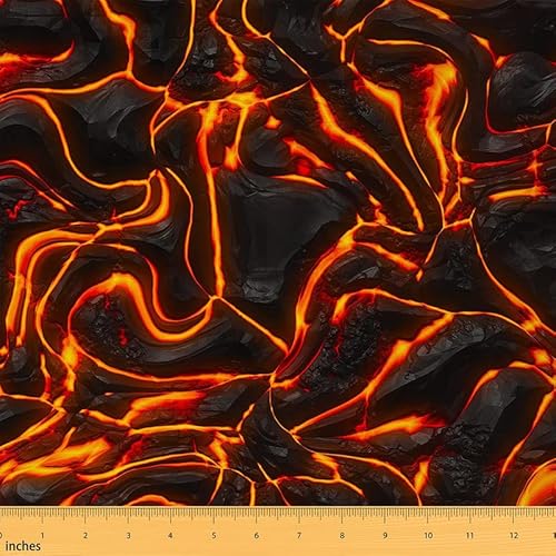 Feelyou Feuerdruckstoff von The Yard, Magma-Muster, Polsterstoff für Stühle, abstrakte Kunst, dekorativer wasserdichter Outdoor-Stoff, 91 cm, Orange Schwarz von Feelyou