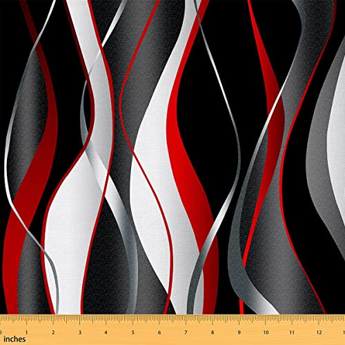 Feelyou Geometrie-Stoff pro Yard, geometrische Streifenlinien, Polsterstoff, moderne abstrakte Kunst, Outdoor-Stoff, luxuriöser rot-schwarz-weiß-grauer Polsterstoff für Stühle, 9,1 m Feelyou Geometrie-Stoff pro Yard, geometrische Streifenlinien, Polsterstoff, moderne abstrakte Kunst, Outdoor-Stoff, luxuriöser rot-schwarz-weiß-grauer Polsterstoff für Stühle, 9,1 m von Feelyou