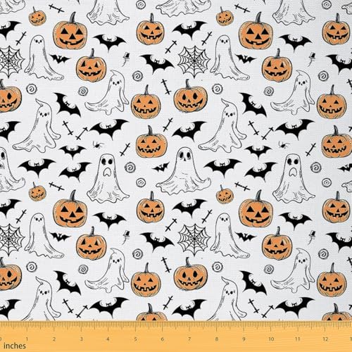 Feelyou Halloween-Stoff von The Yard Geister-Polsterstoff für Stühle für Jungen, Mädchen, Teenager, Spinnen, wasserdichter Outdoor-Stoff, Kürbis-Reupolsterstoff, Dekoration, Weiß, 91 cm Feelyou Halloween-Stoff von The Yard Geister-Polsterstoff für Stühle für Jungen, Mädchen, Teenager, Spinnen, wasserdichter Outdoor-Stoff, Kürbis-Reupolsterstoff, Dekoration, Weiß, 91 cm von Feelyou