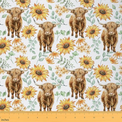 Feelyou Highland Cow Fabric by The Yard Sonnenblume Floral Polsterstoff Bauernhaus Tier Western Dekor für Zuhause DIY Projekte, Wasserdicht Indoor Outdoor Dekor Feelyou Highland Cow Fabric by The Yard Sonnenblume Floral Polsterstoff Bauernhaus Tier Western Dekor für Zuhause DIY Projekte, Wasserdicht Indoor Outdoor Dekor von Feelyou