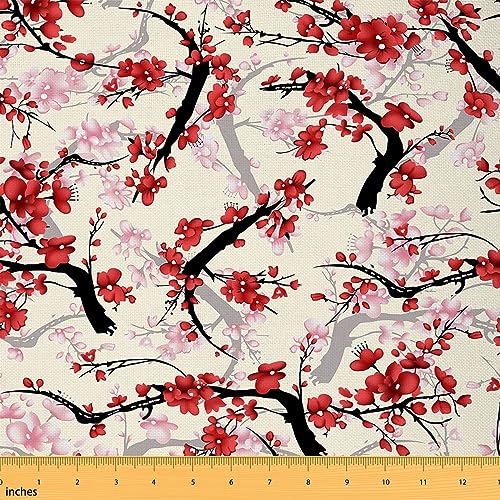Feelyou Kirschblütenstoff von The Yard, lebendige japanische Blumen, Polsterstoff für Stühle, Frühlingsblumengarten, dekorativer Stoff für Polster und Heimwerker-Projekte, 2 Yard, Rot Feelyou Kirschblütenstoff von The Yard, lebendige japanische Blumen, Polsterstoff für Stühle, Frühlingsblumengarten, dekorativer Stoff für Polster und Heimwerker-Projekte, 2 Yard, Rot von Feelyou