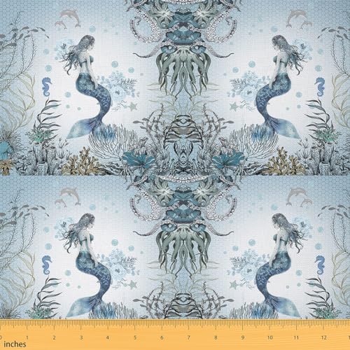 Feelyou Mermaid-Stoff von The Yard, 91 cm, Ozeanleben, Meerestiere, dekorativer wasserdichter Outdoor-Stoff für Stühle, Sofa, Couch, Dekor, Polsterstoff für Stühle, Fischschuppen, DIY, Reupholstery Feelyou Mermaid-Stoff von The Yard, 91 cm, Ozeanleben, Meerestiere, dekorativer wasserdichter Outdoor-Stoff für Stühle, Sofa, Couch, Dekor, Polsterstoff für Stühle, Fischschuppen, DIY, Reupholstery von Feelyou