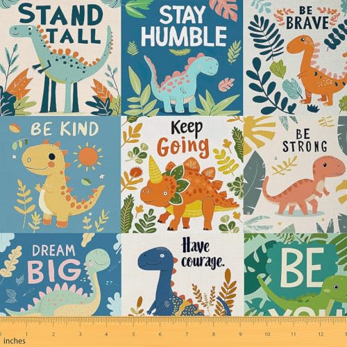 Feelyou Niedlicher Dinosaurier-Stoff von The Yard 2 Yards Cartoon Dinosaurier Patchwork Polsterstoff für Stühle für Kinder Jungen Wildtiere Dekorativer wasserdichter Outdoor-Stoff Dinosaurier von Feelyou