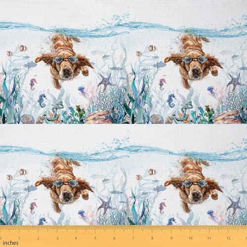 Feelyou Niedlicher Hunde-Polsterstoff für Stühle, 91 cm, für Jungen und Mädchen, Golden Retriever, Stoff, Ozean, dekorativer wasserdichter Outdoor-Stoff, Welpen-Hunde-Stoff für Heim-DIY-Projekte Feelyou Niedlicher Hunde-Polsterstoff für Stühle, 91 cm, für Jungen und Mädchen, Golden Retriever, Stoff, Ozean, dekorativer wasserdichter Outdoor-Stoff, Welpen-Hunde-Stoff für Heim-DIY-Projekte von Feelyou