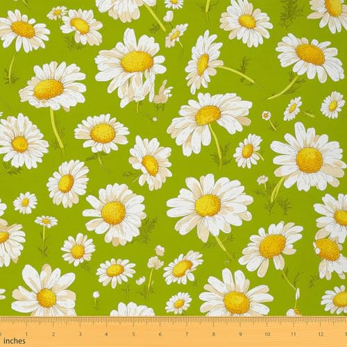 Feelyou Polsterstoff mit Gänseblümchen-Motiv für Stühle, ca. 2 m, botanisches Blumenmuster, bedruckter Stoff, natürliches Thema, dekorativer wasserdichter Outdoor-Stoff, Gartenpflanzen-Design, grüner Feelyou Polsterstoff mit Gänseblümchen-Motiv für Stühle, ca. 2 m, botanisches Blumenmuster, bedruckter Stoff, natürliches Thema, dekorativer wasserdichter Outdoor-Stoff, Gartenpflanzen-Design, grüner von Feelyou