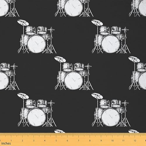 Feelyou Rock Music Stoff von The Yard, Schlagzeug-Set, Polsterstoff für Stühle, Musikthema, Hip-Hop, dekorativ, moderne Kunst, wasserdichter Outdoor-Stoff, 91 cm, Schwarz / Weiß Feelyou Rock Music Stoff von The Yard, Schlagzeug-Set, Polsterstoff für Stühle, Musikthema, Hip-Hop, dekorativ, moderne Kunst, wasserdichter Outdoor-Stoff, 91 cm, Schwarz / Weiß von Feelyou