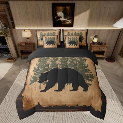 Feelyou Rustikales Bettdecken-Set mit Bettwäsche, Queen-Size-Bett, Wildtiere, Bauernhaus, Bett in einer Tasche, für Jungen, Mädchen, Teenager, Natur, Wildtiere, Wolle, Jagd, 7-teiliges Bettwäsche-Set von Feelyou