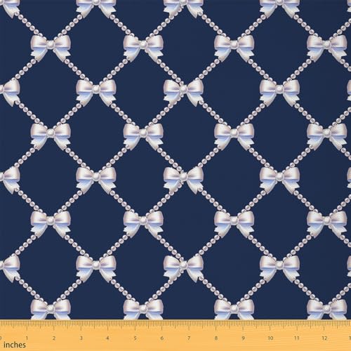 Feelyou Schleife, wasserdichter Outdoor-Stoff, für Mädchen, Mädchen, Jugendzimmer, Dekoration, niedliche Schleife, Polsterstoff für Stühle, 91 cm, Perlenschleife, Reupholstery-Stoff, Dekoration von Feelyou