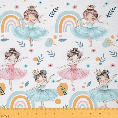 Feelyou Stoff mit Ballerina-Motiv, 91 cm, tanzende Silhouette, dekorativ, wasserdicht, für Teenager, Regenbogen-Polsterstoff für Stühle, bunte Streifen Feelyou Stoff mit Ballerina-Motiv, 91 cm, tanzende Silhouette, dekorativ, wasserdicht, für Teenager, Regenbogen-Polsterstoff für Stühle, bunte Streifen von Feelyou