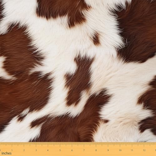Feelyou Stoff mit Kuh-Druck, 9,1 m, für Kinder, Western-Kuhfell-Muster, dekorativ, wasserdicht, Outdoor-Stoff, Vintage-Cowboy-Farm, Polsterstoff für Stühle, Outdoor-Stoff (kein echtes Fell) von Feelyou