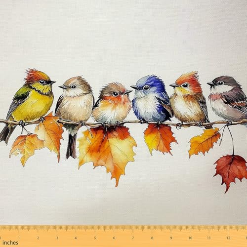 Feelyou Stoff mit Vögeln, 2 Meter, Ahornblätter, rustikaler Polsterstoff, Vögel auf dem Ast, dekorativ, wasserdicht, für den Außenbereich, niedlich, bunt, für Herbst und Herbst, DIY, für Reupholstery Feelyou Stoff mit Vögeln, 2 Meter, Ahornblätter, rustikaler Polsterstoff, Vögel auf dem Ast, dekorativ, wasserdicht, für den Außenbereich, niedlich, bunt, für Herbst und Herbst, DIY, für Reupholstery von Feelyou
