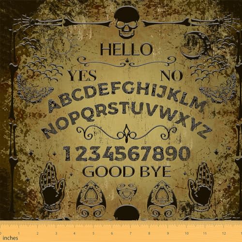 Feelyou Sugar Skull Fabric by The Yard 2 Yards Gothic Skull Decorative Waterproof Outdoor Fabric for Chairs Sofa Boho Black Retro Yellow Polsterstoff Halloween Themed DIY Reupholstery Stoff von Feelyou