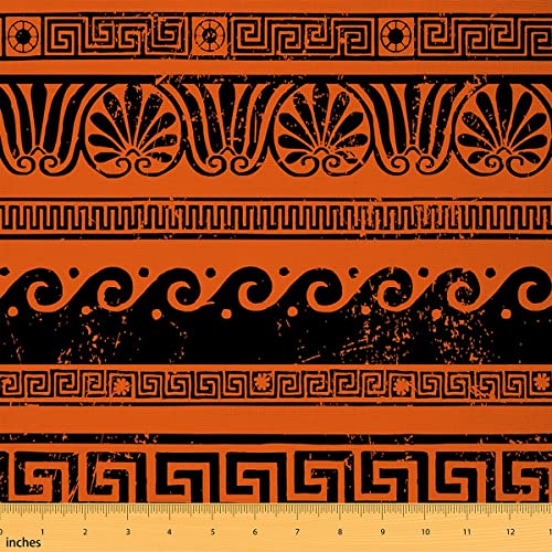Feelyou Vintage Muster Stoff von The Yard, Exotischer ethnischer griechischer Stil Polsterstoff für Stühle und Heimwerker-Projekte, klassische Bordüre, 91 cm, Orange Schwarz Feelyou Vintage Muster Stoff von The Yard, Exotischer ethnischer griechischer Stil Polsterstoff für Stühle und Heimwerker-Projekte, klassische Bordüre, 91 cm, Orange Schwarz von Feelyou