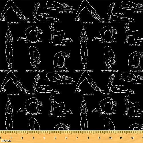 Feelyou Yoga-Stoff von The Yard, Chakra, Yoga-Übung, Pose, Polsterstoff für Stühle, Sofa, Couch, Zen spiritueller Outdoor-Stoff, wasserdicht, dekorativer Stoff, 91 cm, Schwarz Weiß Feelyou Yoga-Stoff von The Yard, Chakra, Yoga-Übung, Pose, Polsterstoff für Stühle, Sofa, Couch, Zen spiritueller Outdoor-Stoff, wasserdicht, dekorativer Stoff, 91 cm, Schwarz Weiß von Feelyou