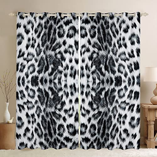 Vorhänge mit Leopardenmuster, für Mädchen, Jungen, Kinder, schwarz-weiß, Gepardenmuster, Fenstervorhänge für Schlafzimmer, Wohnzimmer, Dekoration, Leopardenfell, 106,7 x 213,3 cm, 2 Paneele Vorhänge mit Leopardenmuster, für Mädchen, Jungen, Kinder, schwarz-weiß, Gepardenmuster, Fenstervorhänge für Schlafzimmer, Wohnzimmer, Dekoration, Leopardenfell, 106,7 x 213,3 cm, 2 Paneele von Feelyou