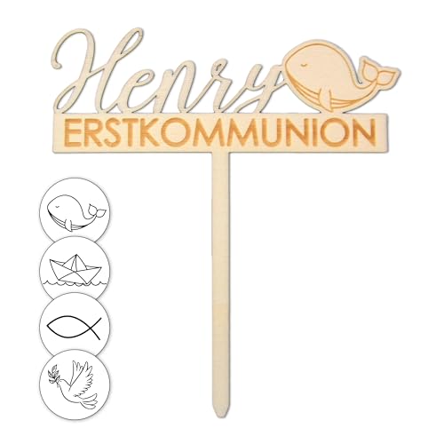 FEENSTAUB Cake Topper aus Holz, Tortendeko Kommunion mit Namen, personalisierter Torten Topper, Konfirmation Tortendeko, Erstkommunion Deko Torte, Kuchenstecker, Kuchendeko Symbol FEENSTAUB Cake Topper aus Holz, Tortendeko Kommunion mit Namen, personalisierter Torten Topper, Konfirmation Tortendeko, Erstkommunion Deko Torte, Kuchenstecker, Kuchendeko Symbol von Feenstaub