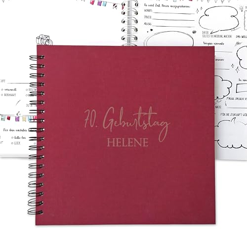 FEENSTAUB Gästebuch Geburtstag mit vorgedruckten Fragen zum Ausfüllen, Geburtstagsgästebuch personalisiert [Handmade] Ringbuch [made in Austria], graviertes Erinnerungsbuch, Geschenk, Namen von Feenstaub