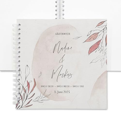 FEENSTAUB Gästebuch Hochzeit, Hochzeitsgästebuch personalisiert [Handmade] Ringbuch [made in Austria], Hochzeit Gästebuch blanko, Fotoalbum, personalisiertes Hochzeitsbuch, Geschenk Hochzeit von Feenstaub