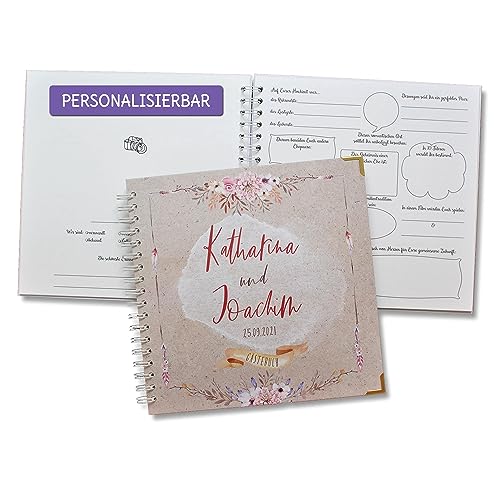 Feenstaub Gästebuch Hochzeit mit Fragen zum Ausfüllen, Hochzeitsgästebuch personalisiert, Hochzeit Gästebuch, Boho, personalisiertes Hochzeitsbuch Vorgedruckte Fragen für Gäste, Gästebuch Fragen von Feenstaub