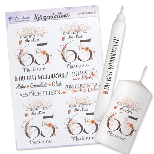 FEENSTAUB Kerzentattoos Geburtstag, personalisierbare Schiebefolie für Kerzen, Transferfolie für Kerzen für den Geburtstag, Kerzen Tattoos, Kerzenfolie Sprüche, Kerzen beschriften, Blumen FEENSTAUB Kerzentattoos Geburtstag, personalisierbare Schiebefolie für Kerzen, Transferfolie für Kerzen für den Geburtstag, Kerzen Tattoos, Kerzenfolie Sprüche, Kerzen beschriften, Blumen von Feenstaub