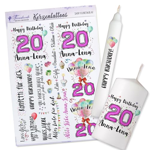 FEENSTAUB Kerzentattoos Geburtstag, personalisierbare Schiebefolie für Kerzen, Transferfolie für Kerzen für den Geburtstag, Kerzen Tattoos, Kerzenfolie Sprüche, Kerzen beschriften, Luftballon FEENSTAUB Kerzentattoos Geburtstag, personalisierbare Schiebefolie für Kerzen, Transferfolie für Kerzen für den Geburtstag, Kerzen Tattoos, Kerzenfolie Sprüche, Kerzen beschriften, Luftballon von Feenstaub
