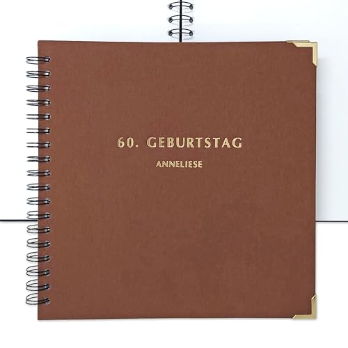 FEENSTAUB Leinen-Gästebuch Geburtstag, Geburtstagsgästebuch personalisiert [Handmade] Ringbuch [made in Austria], Erinnerungsalbum blanko, Fotoalbum, personalisiertes Buch, Geschenk Geburtstag von Feenstaub