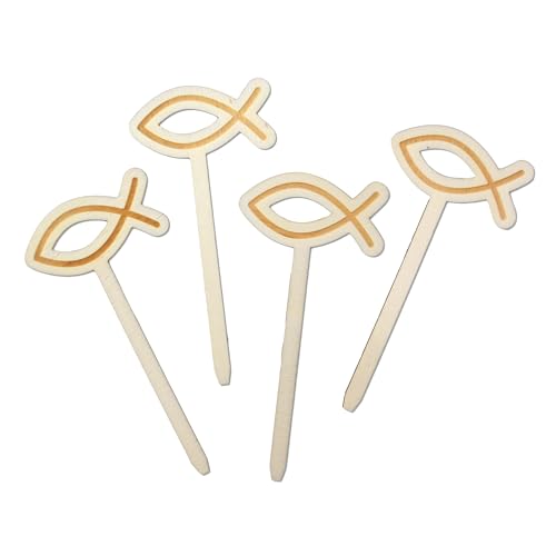FEENSTAUB Muffin Topper aus Holz, 4 Stück, Tortendeko Kommunion Taufe, Kuchen Topper, Konfirmation Tortendeko, Erstkommunion Deko Torte, Taufe Kuchenstecker, Kuchendeko Fischsymbol FEENSTAUB Muffin Topper aus Holz, 4 Stück, Tortendeko Kommunion Taufe, Kuchen Topper, Konfirmation Tortendeko, Erstkommunion Deko Torte, Taufe Kuchenstecker, Kuchendeko Fischsymbol von Feenstaub